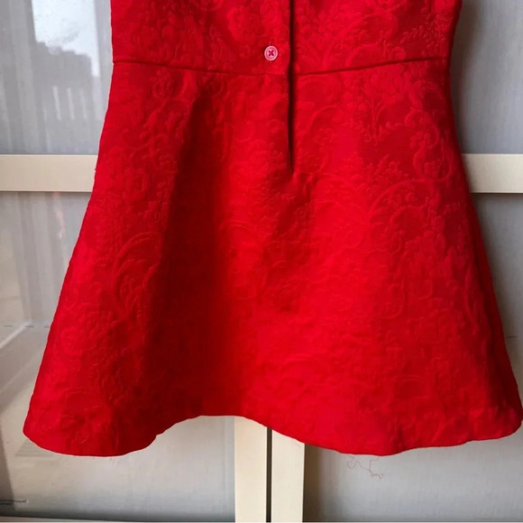JANIE AND JACK Red Jacquard Holiday Dress Size 3 Floral Formal Valentines - Picture 7 of 8